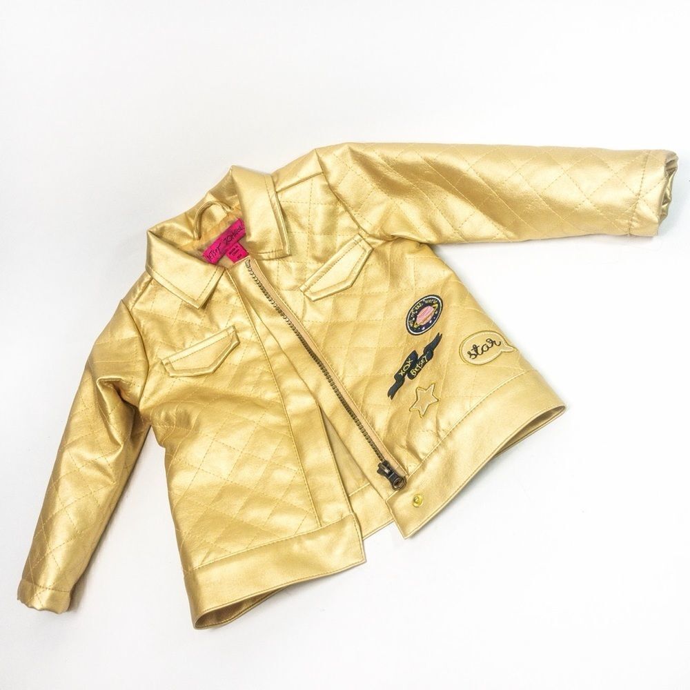 Betsey Johnson Quilted Gold Jacket Sz 18M